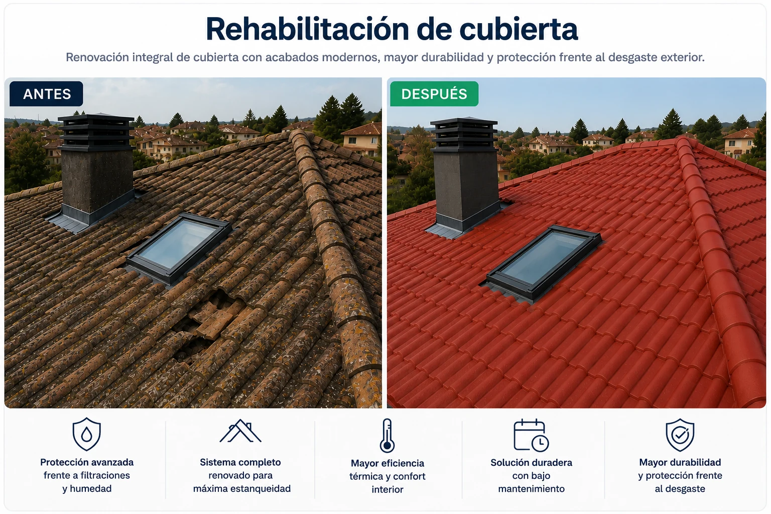 Impermeabilización de tejado en Alcobendas