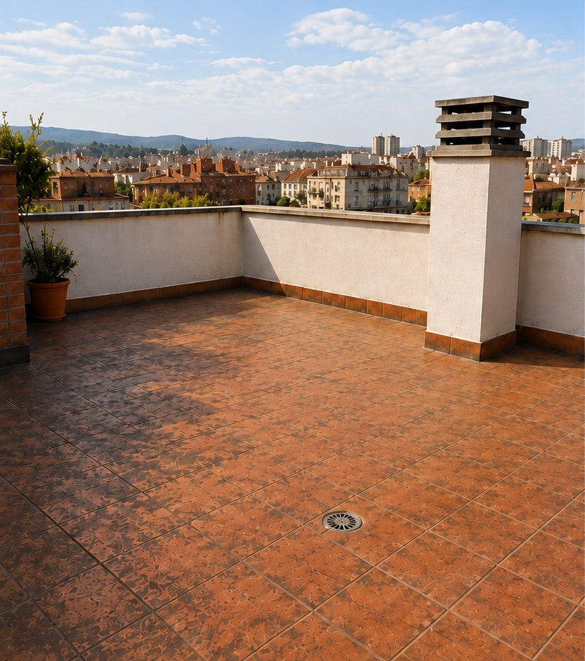 Terraza transitable antes de la impermeabilización